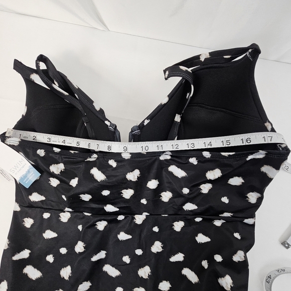 Swim by Cacique 42F Balconette Tankini Top Black White Dot Lane Bryant NWT - Picture 12 of 16